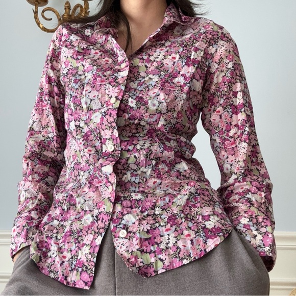 Pink floral button down - Picture 2 of 8